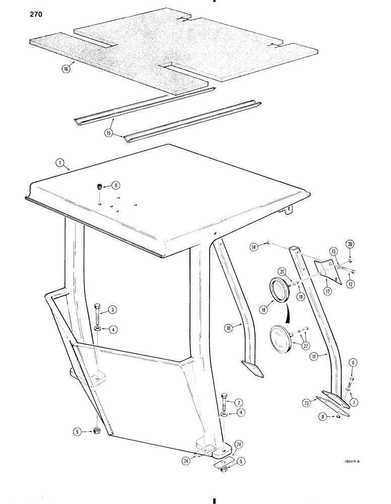 Схема запчастей Case W11 - (270) - ROPS CANOPY (09) - CHASSIS/ATTACHMENTS