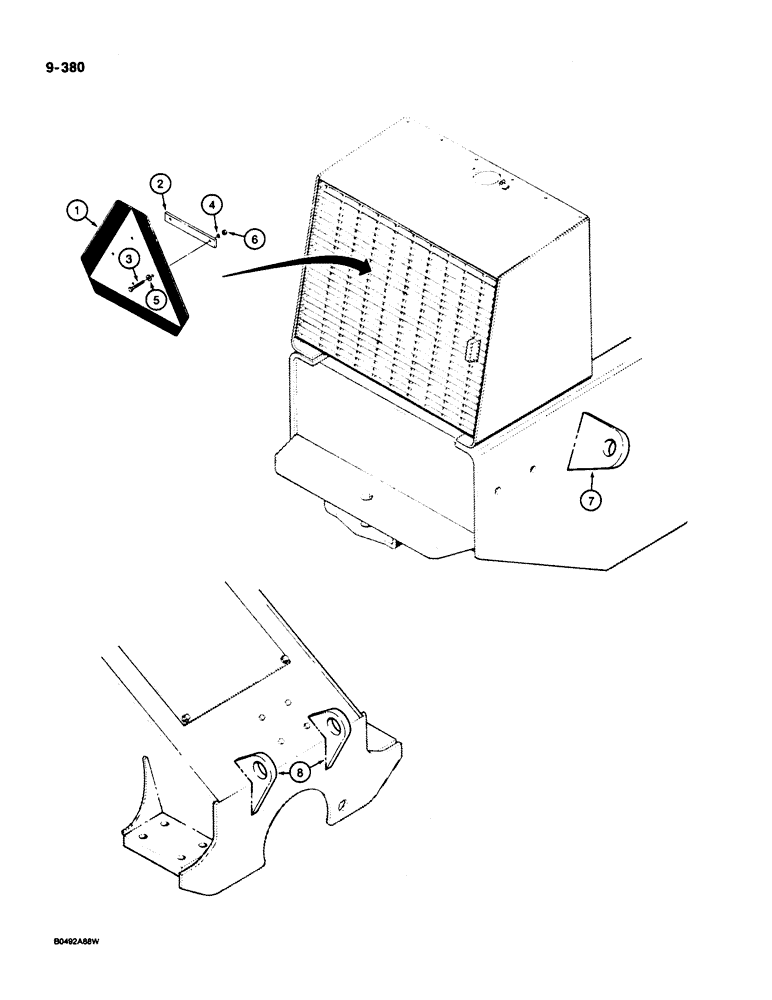 Схема запчастей Case W36 - (9-380) - SLOW MOVING VEHICLE EMBLEM (09) - CHASSIS/ATTACHMENTS
