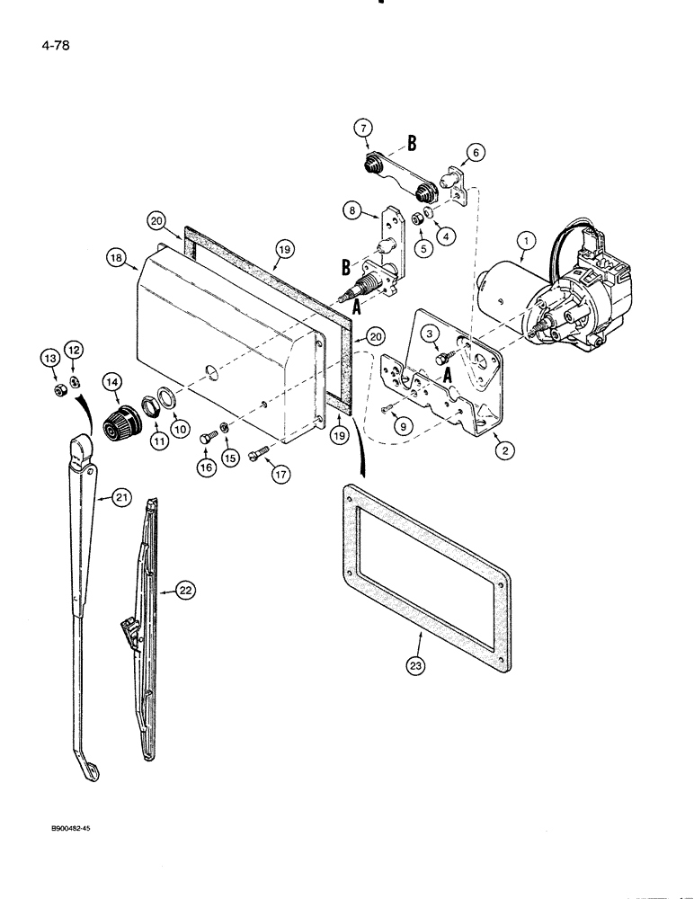 Схема запчастей Case 821 - (4-078) - CAB REAR WIPER (04) - ELECTRICAL SYSTEMS