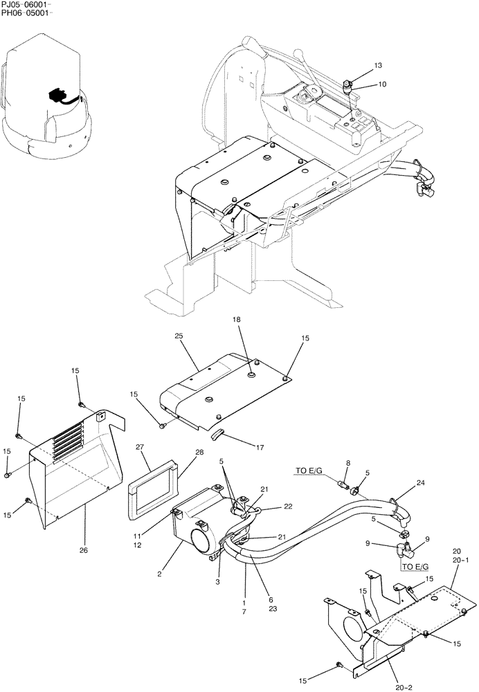 Схема запчастей Case CX50B - (01-078) - HOSE ASSY, HEATER (WITH HEATER) (50) - CAB CLIMATE CONTROL