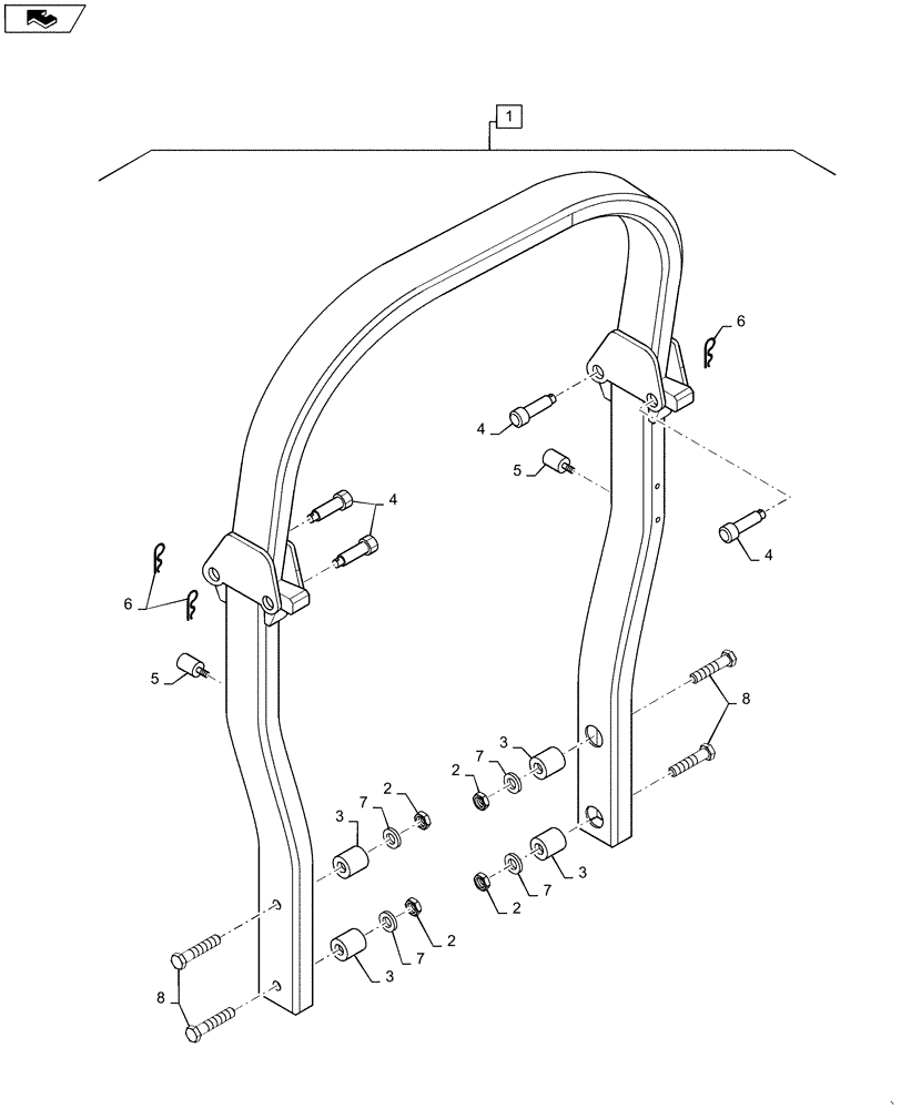 Схема запчастей Case DV26 - (90.114.AQ[01]) - FOLDING ROPS (90) - PLATFORM, CAB, BODYWORK AND DECALS