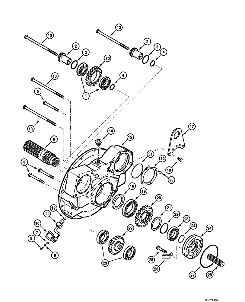 Схема запчастей Case 885 - (06.07[00]) - TRANSMISSION - HOUSING AND INPUT SHAFT (06) - POWER TRAIN