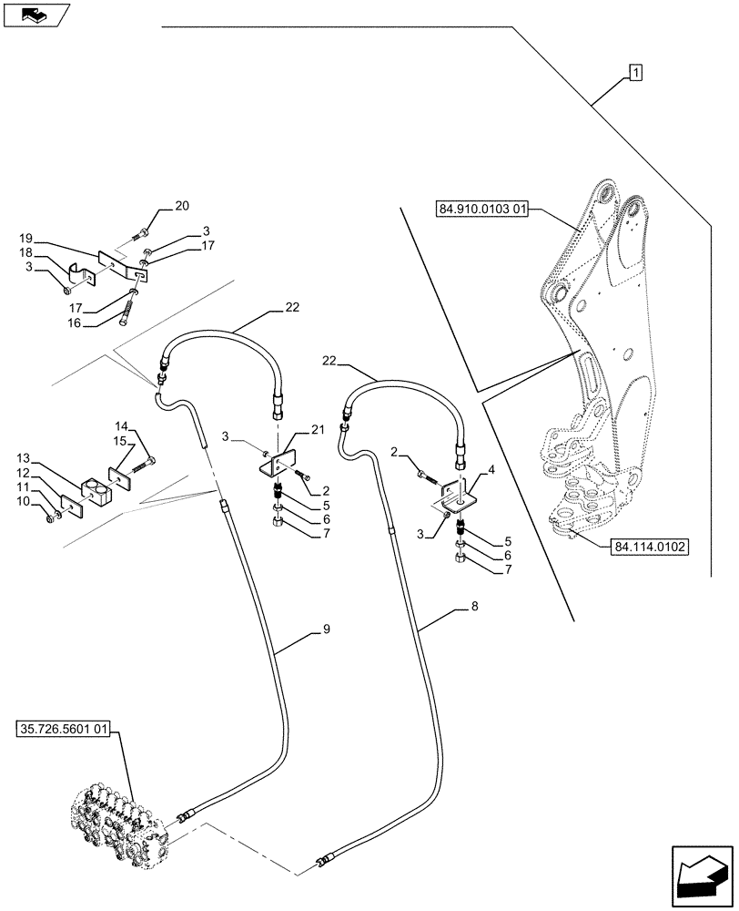 Схема запчастей Case 590SN - (88.035.61[10]) - DIA KIT, NO AUX TO COMBO AUX, MECHANICAL CONTROLS, STANDARD (88) - ACCESSORIES