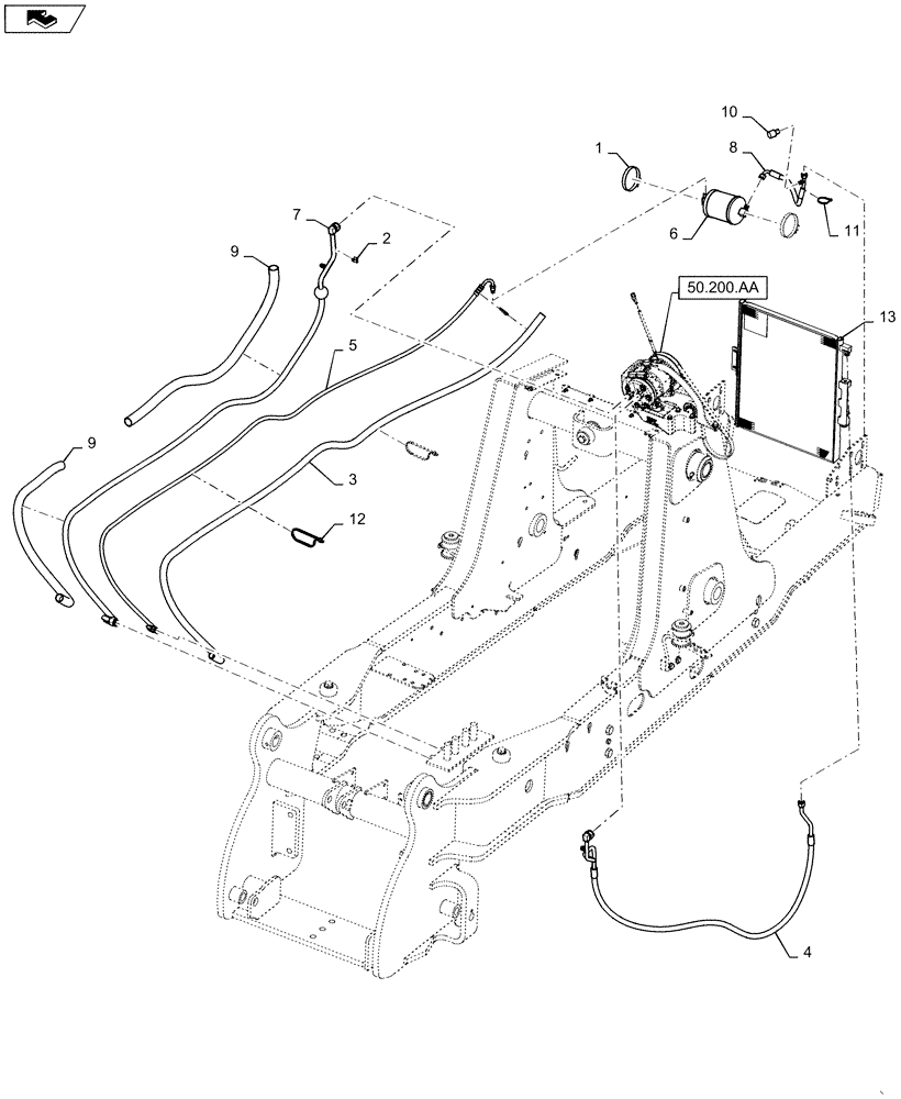 Схема запчастей Case 570NXT - (50.200.AB) - AIR CONDITIONER HOSES (50) - CAB CLIMATE CONTROL