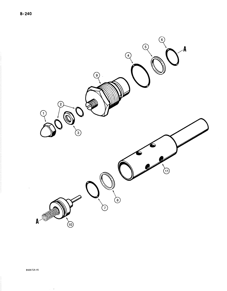 Схема запчастей Case 1080B - (8-240) - MAIN RELIEF VALVE, ONE SPOOL VALVE (08) - HYDRAULICS