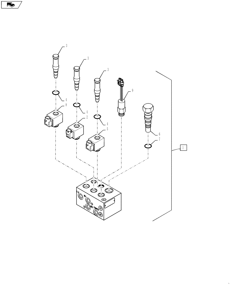 Схема запчастей Case SR220 - (35.353.AC[03]) - BRAKE VALVE, E-H (35) - HYDRAULIC SYSTEMS