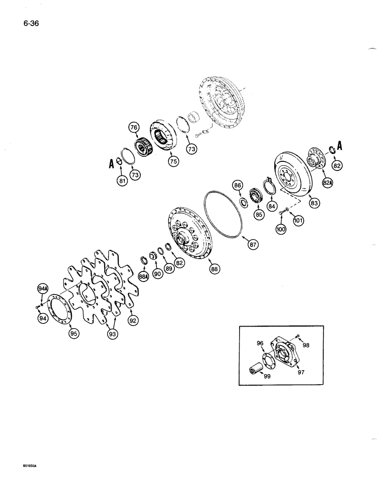 Схема запчастей Case 1085B - (6-036) - TORQUE CONVERTER, IMPELLER, PLATES, AND COVERS (06) - POWER TRAIN