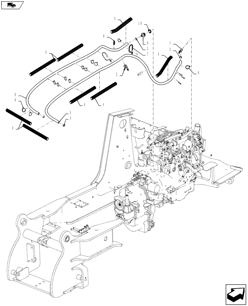 Схема запчастей Case 570NXT - (50.100.AC) - HEATER HOSES (50) - CAB CLIMATE CONTROL