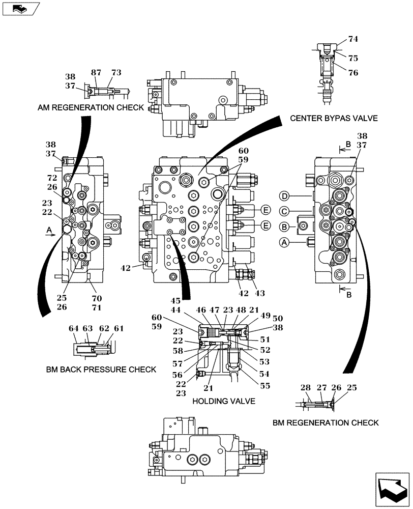 Схема запчастей Case CX160C - (35.359.AB[07]) - DIRECTIONAL CONTROL VALVE - STANDARD (35) - HYDRAULIC SYSTEMS