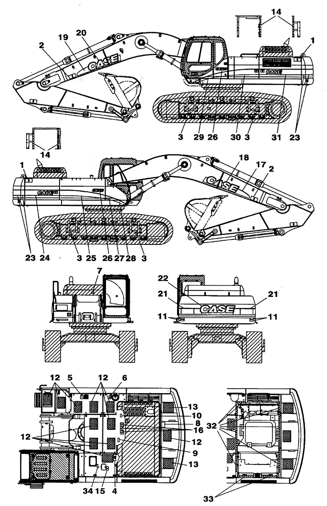 Схема запчастей Case CX460 - (09-63) - DECALS (13) - CHASSIS/ATTACHMENTS