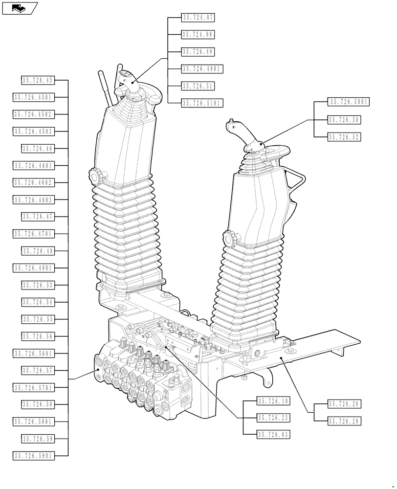 Схема запчастей Case 590SN - (00.000.35[04]) - PICTORIAL INDEX - HYDRAULIC SYSTEM (00) - GENERAL & PICTORIAL INDEX