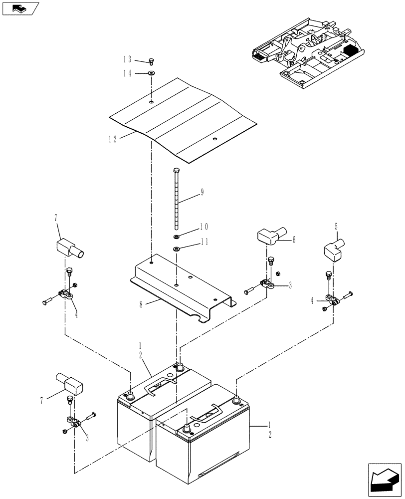 Схема запчастей Case CX160C - (55.302.AG) - BATTERY (55) - ELECTRICAL SYSTEMS