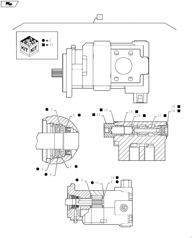 Схема запчастей Case 570NXT - (35.105.AA) - HYDRAULIC PUMP THREE POINT HITCH (35) - HYDRAULIC SYSTEMS