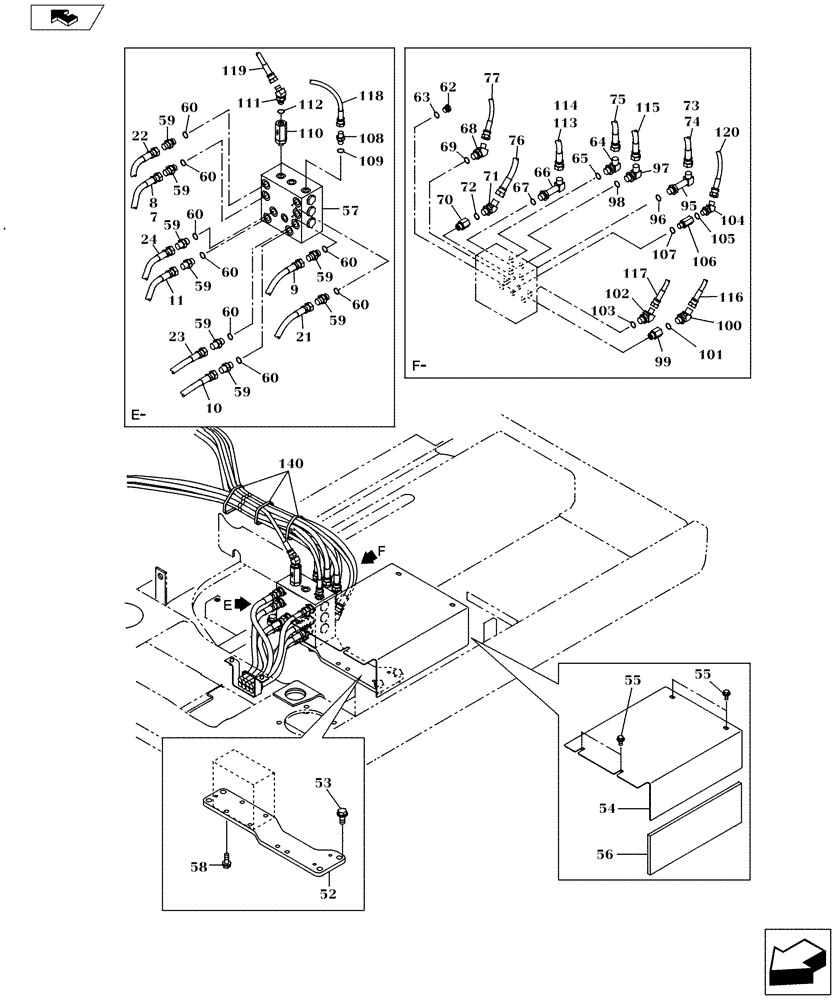 Схема запчастей Case CX160C - (35.357.AK[03]) - PILOT LINE - STANDARD (35) - HYDRAULIC SYSTEMS