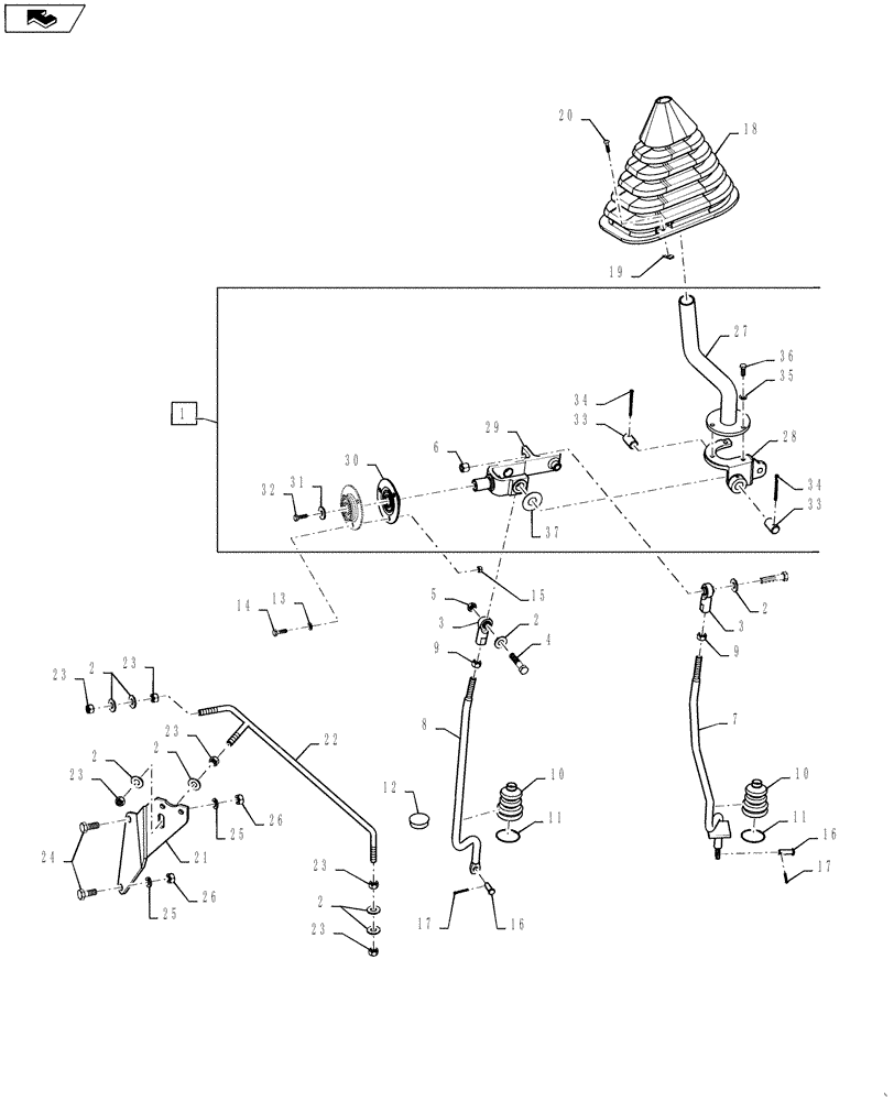 Схема запчастей Case 570NXT - (35.724.AG) - 3 AND 2 SPOOL LOADER CONTROL LINKAGE (35) - HYDRAULIC SYSTEMS