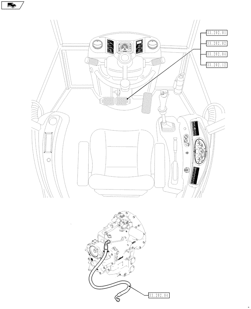 Схема запчастей Case 590SN - (00.000.33) - PICTORIAL INDEX - BRAKES AND CONTROLS (00) - GENERAL & PICTORIAL INDEX