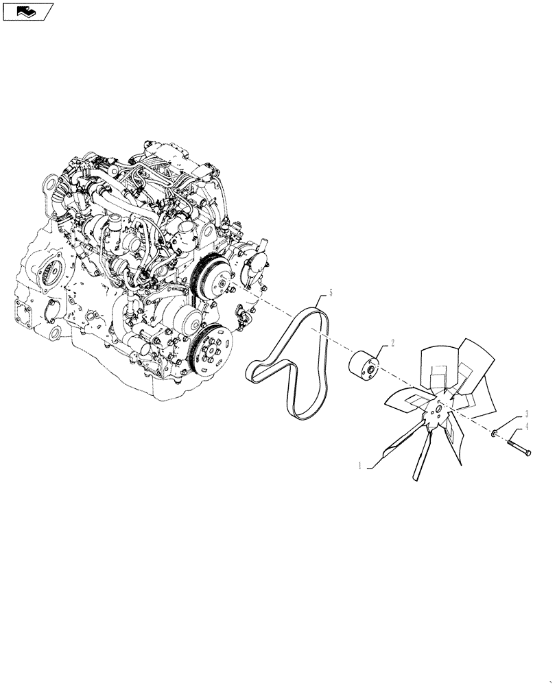 Схема запчастей Case 570NXT - (10.414.AC) - ENGINE FAN BELT DRIVE (10) - ENGINE