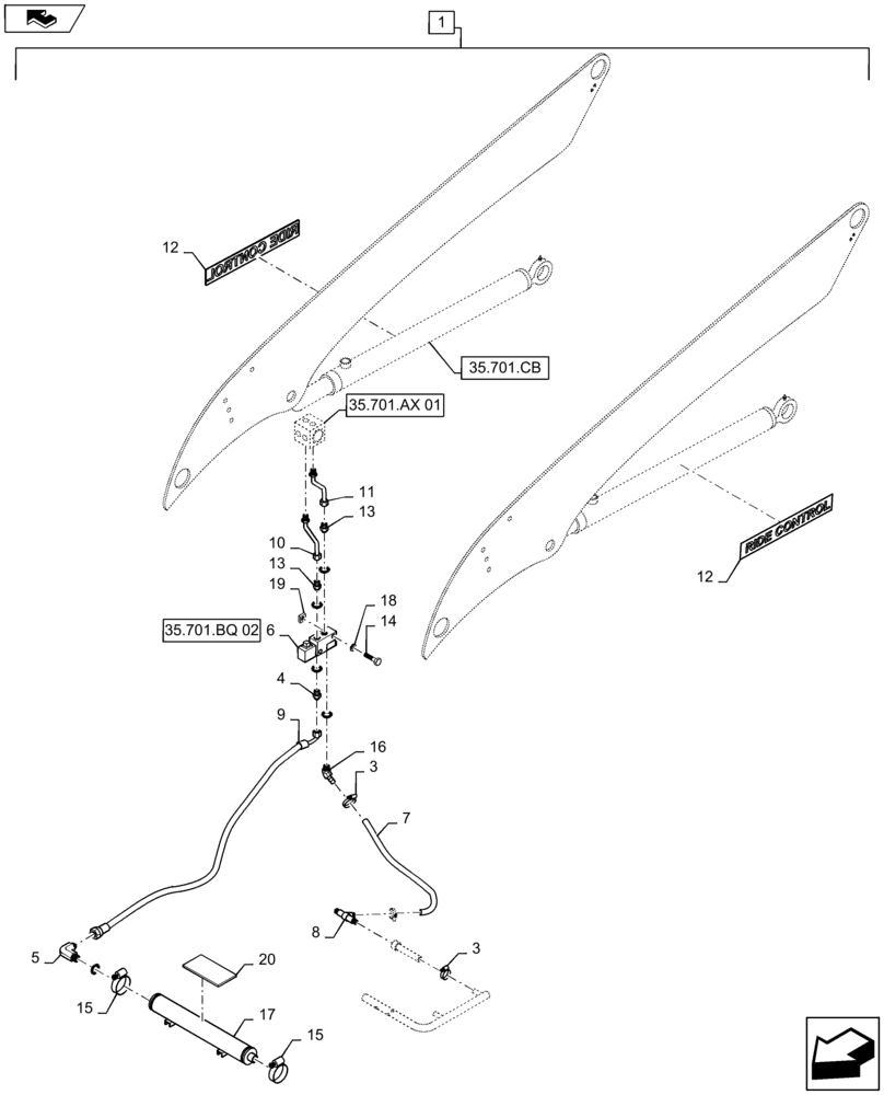 Схема запчастей Case SR220 - (88.035.01) - DIA KIT, BOOM RIDE CONTROL (88) - ACCESSORIES