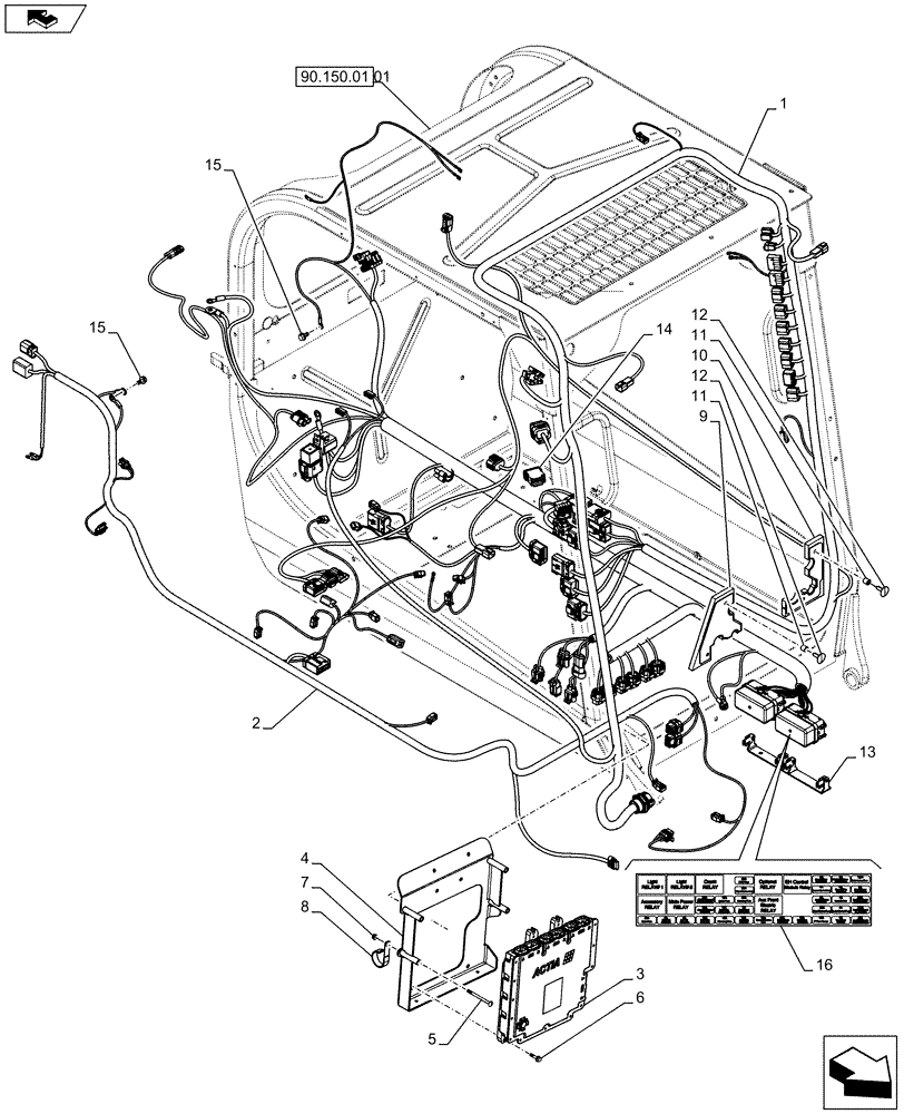 Схема запчастей Case TR320 - (55.101.AC[06]) - WIRE HARNESS & CONNECTOR, ELECTRONIC CONTROLS, OPEN CAB, W/ EHF (55) - ELECTRICAL SYSTEMS