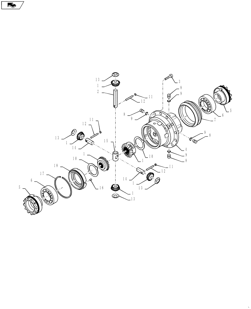 Схема запчастей Case 570NXT - (27.106.AC) - REAR AXLE DIFFERENTIAL (27) - REAR AXLE SYSTEM