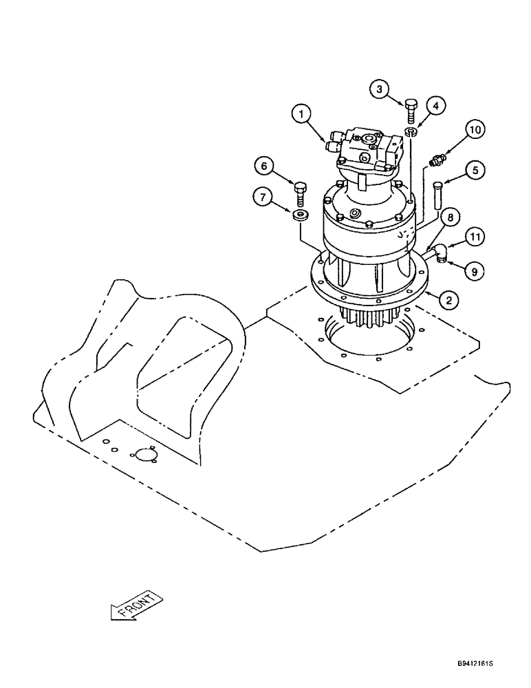 Схема запчастей Case 9010B - (8-148) - SWING DRIVE ASSEMBLY MOUNTING (08) - HYDRAULICS