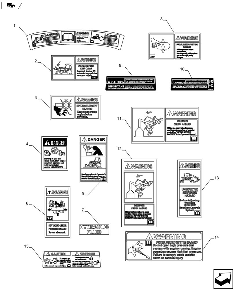 Схема запчастей Case 580SN - (90.108.09) - VAR - 423056, 747882, 747883, X47086X - DECALS (90) - PLATFORM, CAB, BODYWORK AND DECALS