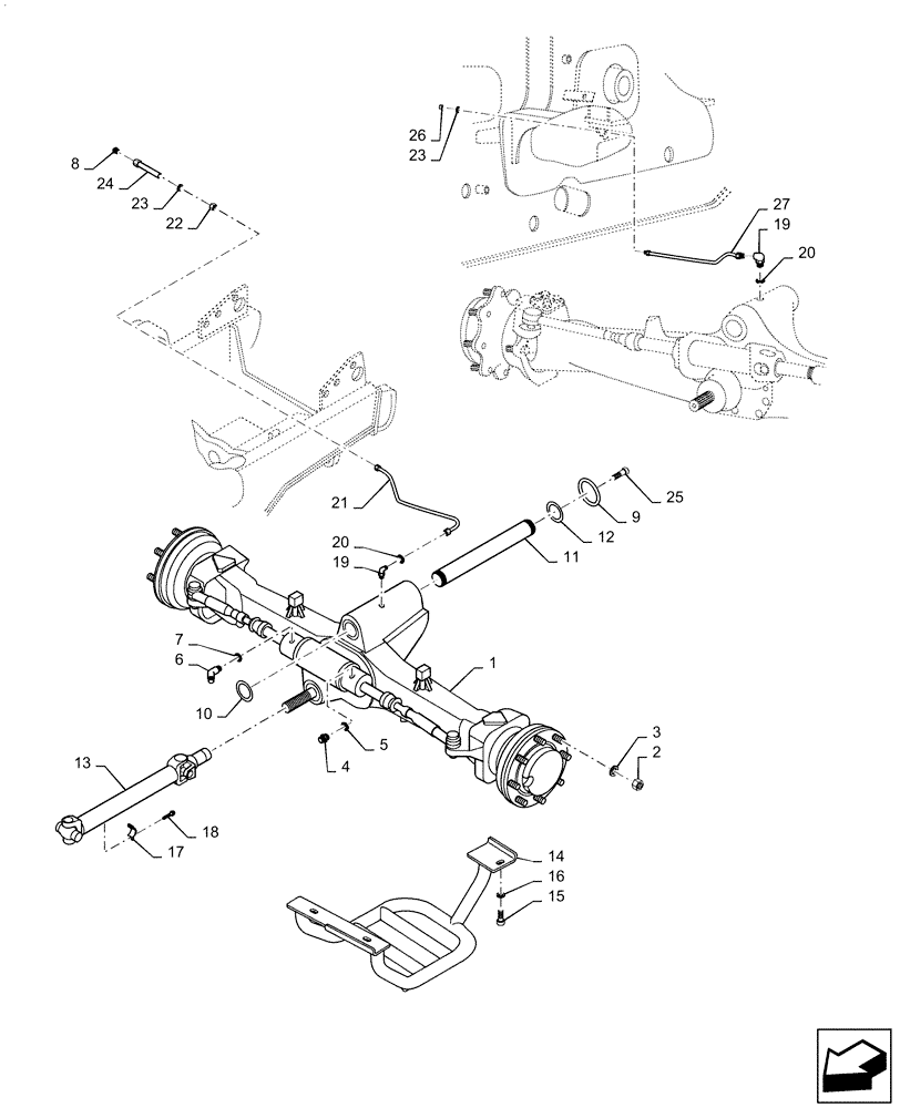 Схема запчастей Case 570NXT - (25.400.AM[02]) - FRONT AXLE 4WD INSTALLATION (25) - FRONT AXLE SYSTEM