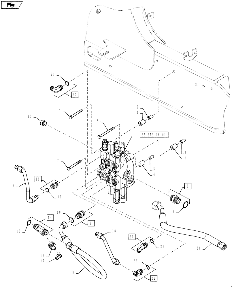 Схема запчастей Case 570NXT - (35.359.AK) - 2 SPOOL VALVE LOADER CONTROL MOUNTING (35) - HYDRAULIC SYSTEMS
