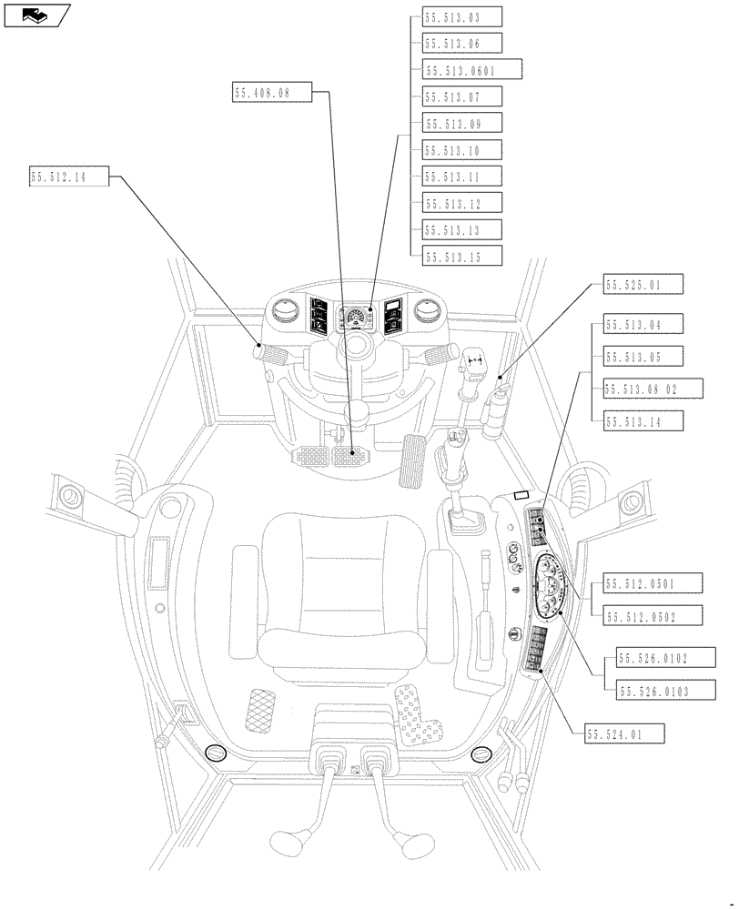 Схема запчастей Case 590SN - (00.000.55[04]) - PICTORIAL INDEX - ELECTRICAL SYSTEM (00) - GENERAL & PICTORIAL INDEX