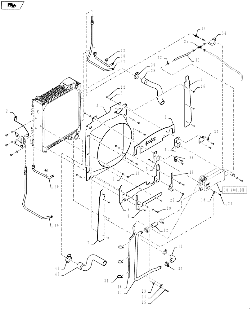 Схема запчастей Case 570NXT - (10.400.BE[01]) - ENGINE COOLING SYSTEM (10) - ENGINE