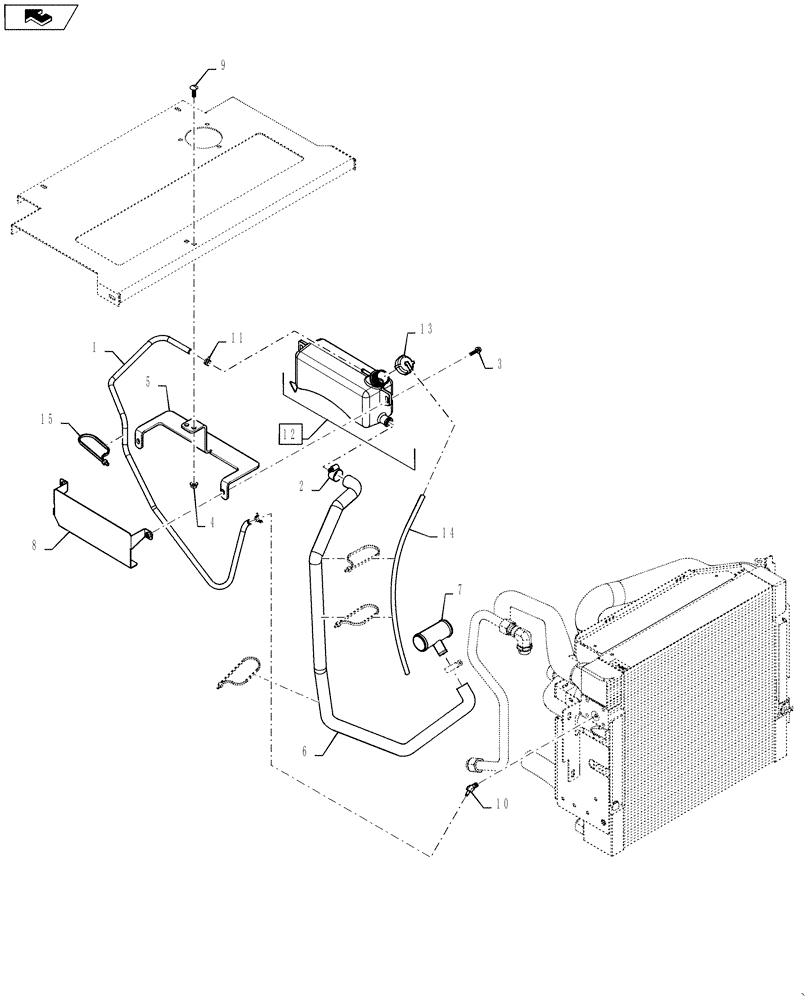 Схема запчастей Case TR320 - (10.400.03) - DEAERATION TANK AND LINES (10) - ENGINE