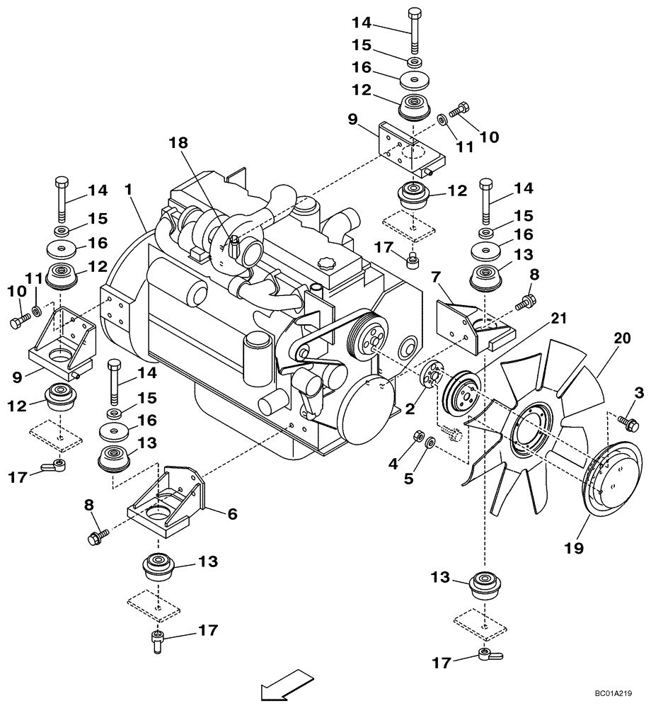 Схема запчастей Case CX290 - (02-01) - ENGINE MOUNTING (02) - ENGINE
