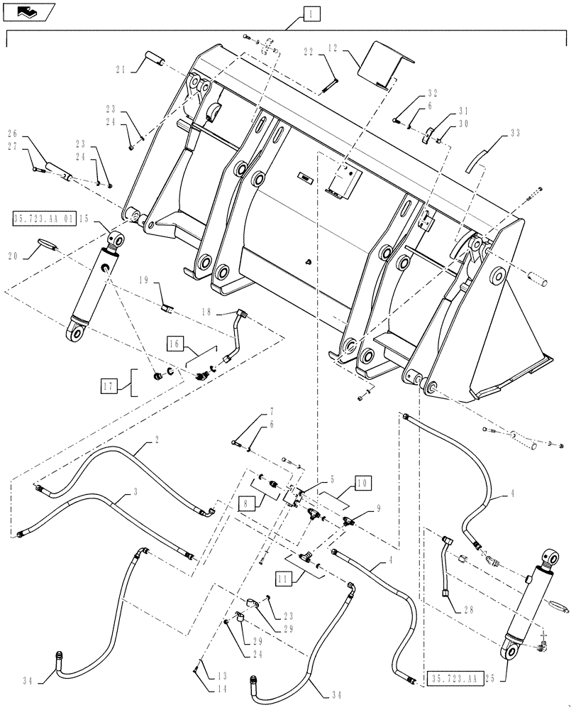 Схема запчастей Case 570NXT - (82.300.AN[03]) - LOADER BUCKET 82 INCHES 4 IN ONE (82) - FRONT LOADER & BUCKET
