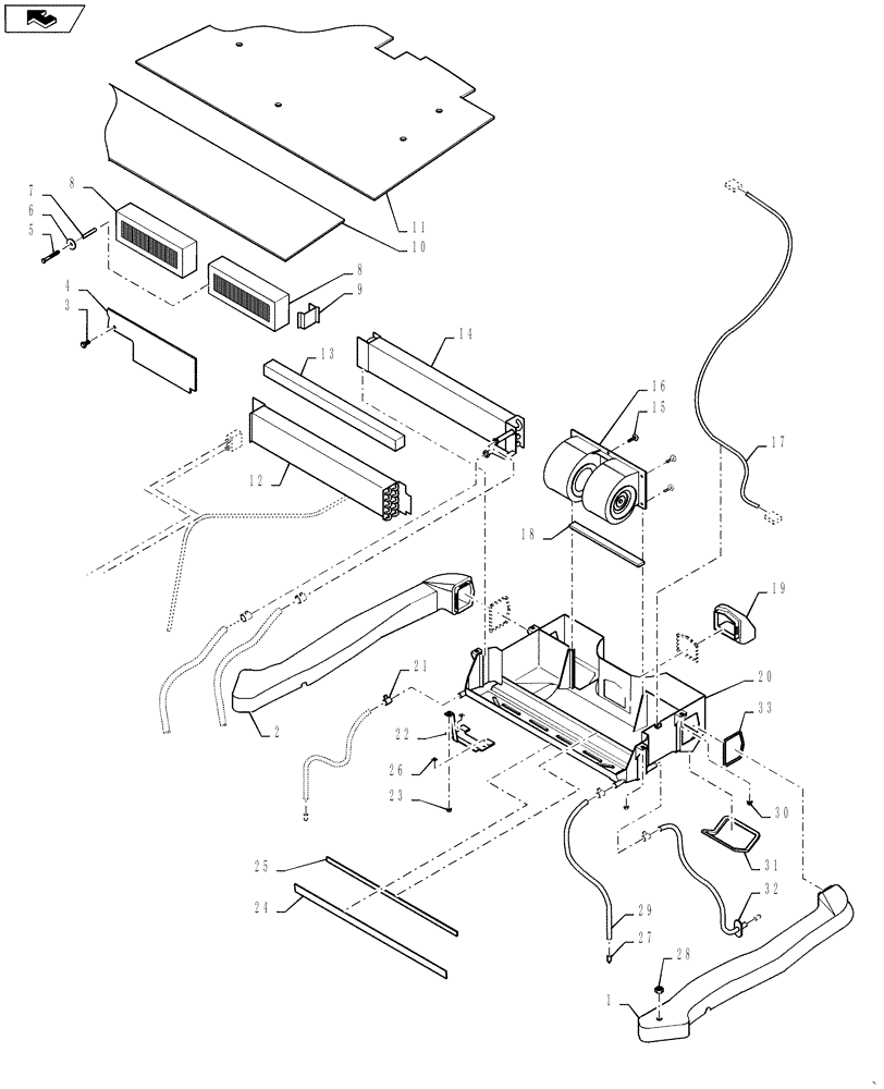 Схема запчастей Case 570NXT - (50.104.AO) - HEATING AND AIR CONDITIONING VENTS (50) - CAB CLIMATE CONTROL