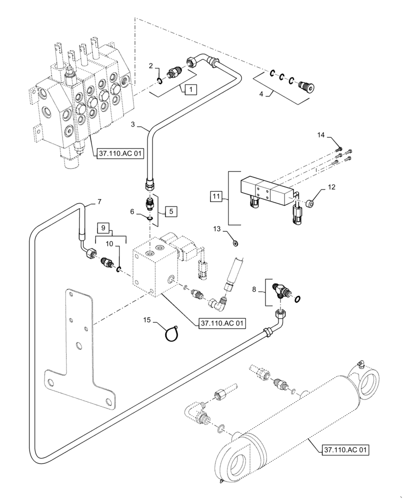 Схема запчастей Case 570NXT - (35.350.AI) - HYDRAULIC VALVE LAZER CONTROL (35) - HYDRAULIC SYSTEMS
