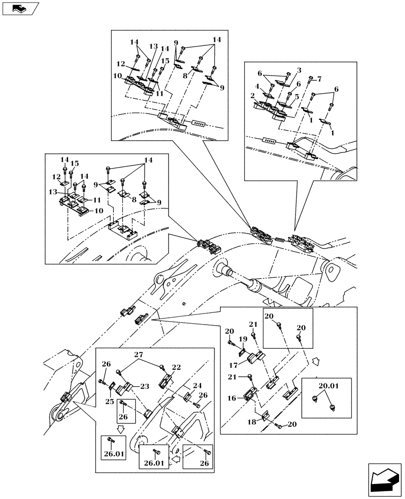 Схема запчастей Case CX160C - (84.114.AD[06]) - CLAMP - BOOM (84) - BOOMS, DIPPERS & BUCKETS