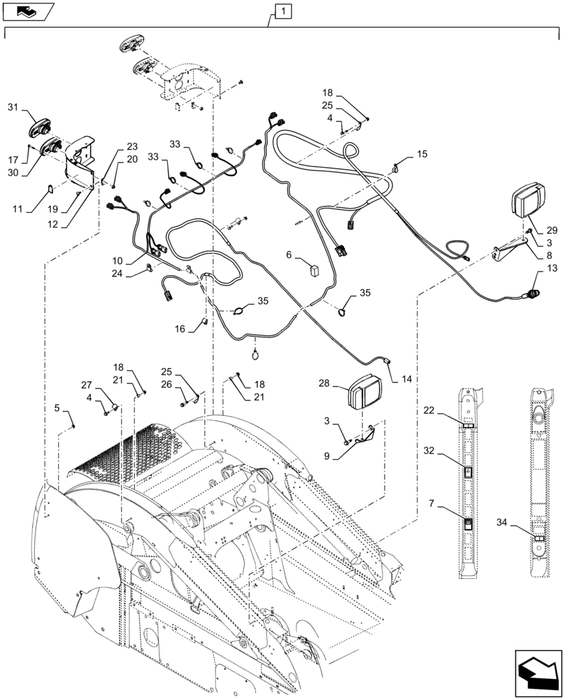 Схема запчастей Case SV250 - (88.055.14) - DIA KIT, ROAD LIGHTS, VERTICAL BOOM (88) - ACCESSORIES
