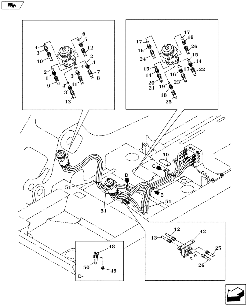 Схема запчастей Case CX160C - (35.357.AK[02]) - PILOT LINE - STANDARD (35) - HYDRAULIC SYSTEMS