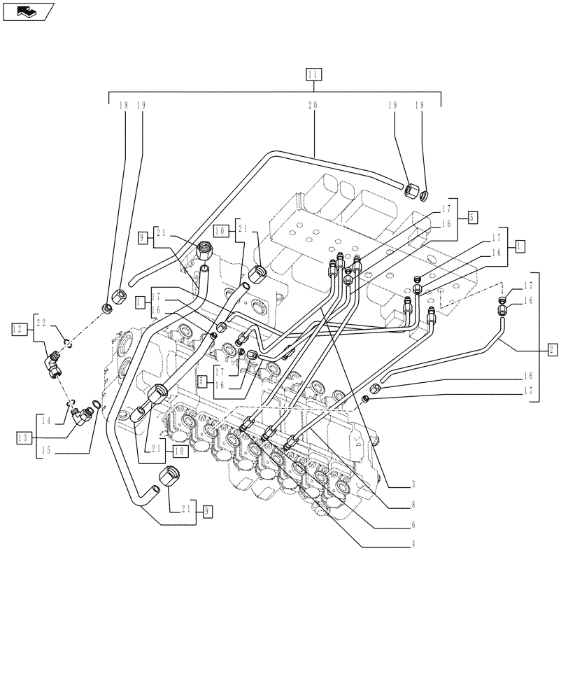 Схема запчастей Case 590SN - (35.726.06[02]) - HYDRAULICS - PILOT CONTROLS (35) - HYDRAULIC SYSTEMS