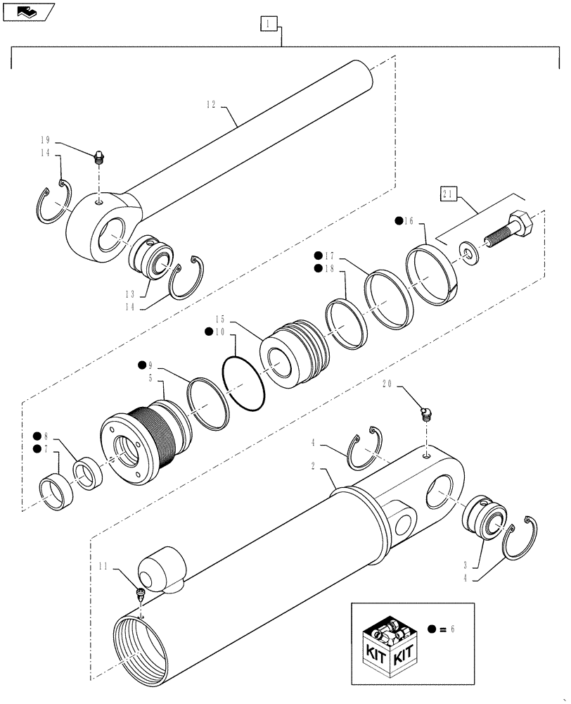 Схема запчастей Case 570NXT - (35.116.AH[03]) - HYDRAULIC CYLINDER PITCH 3 POINT HITCH (35) - HYDRAULIC SYSTEMS