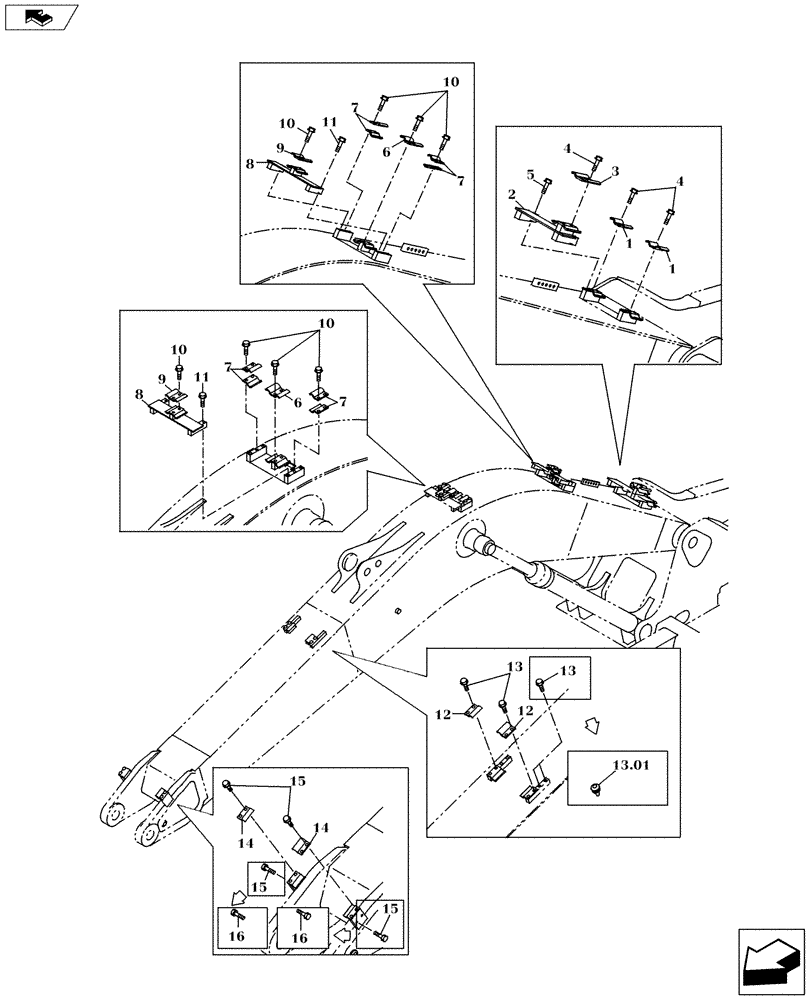 Схема запчастей Case CX160C - (84.114.AD[03]) - CLAMP - BOOM (84) - BOOMS, DIPPERS & BUCKETS