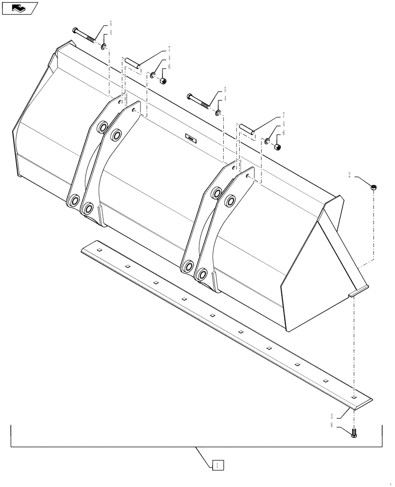Схема запчастей Case 570NXT - (82.300.AN) - LOADER BUCKET 93 INCHES (82) - FRONT LOADER & BUCKET