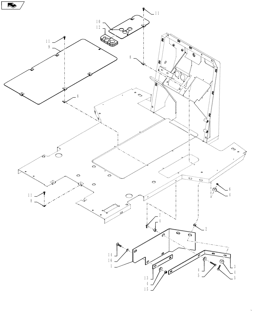 Схема запчастей Case 570NXT - (90.105.AB) - FLOOR PLATE MUDGUARD (90) - PLATFORM, CAB, BODYWORK AND DECALS