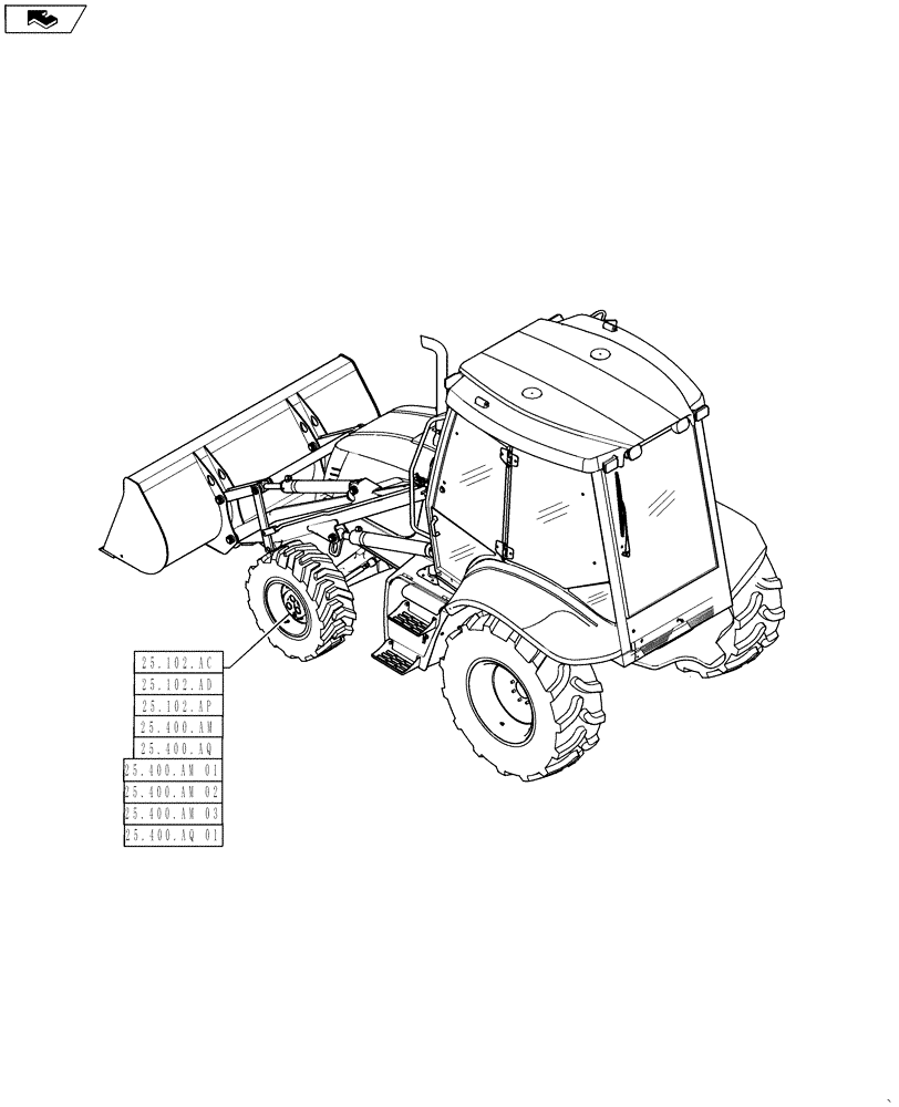 Схема запчастей Case 570NXT - (00.000.25) - PICTORIAL INDEX - AXLE FRONT (00) - GENERAL & PICTORIAL INDEX