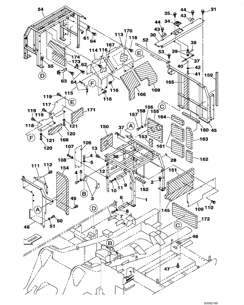 Схема запчастей Case CX330 - (09-005-00[01]) - FRAMES, COVERS - INSULATION (09) - CHASSIS