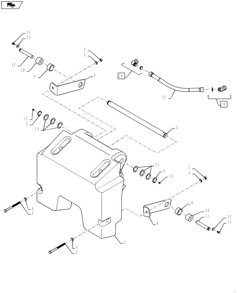 Схема запчастей Case 570NXT - (39.140.AM[01]) - 3000 LB REAR COUNTERWEIGHT INSTALLATION (39) - FRAMES AND BALLASTING