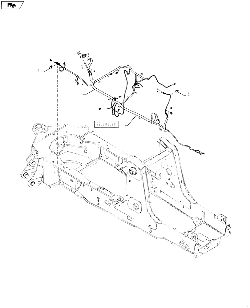 Схема запчастей Case 570NXT - (39.100.AB[01]) - FRAME HARNESS MOUNTING (39) - FRAMES AND BALLASTING