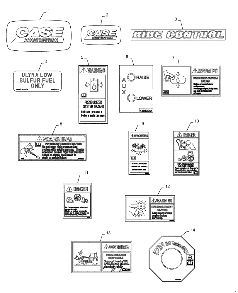 Схема запчастей Case 570NXT - (90.108.AB[01]) - DECALS 570 NXT (90) - PLATFORM, CAB, BODYWORK AND DECALS