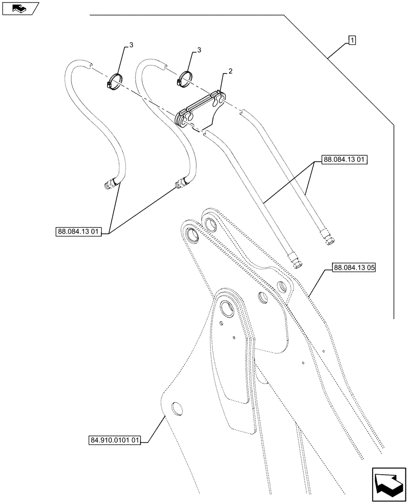 Схема запчастей Case 580SN - (88.084.13[07]) - DIA KIT, DIPPER STANDARD TO EXT HOE WITH FOOT SWING (88) - ACCESSORIES