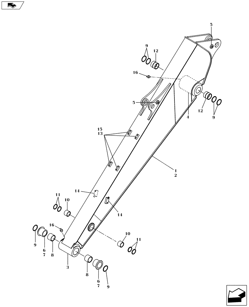 Схема запчастей Case CX160C - (84.912.AA[02]) - DIPPER - LONG (L= 3.05M) (84) - BOOMS, DIPPERS & BUCKETS